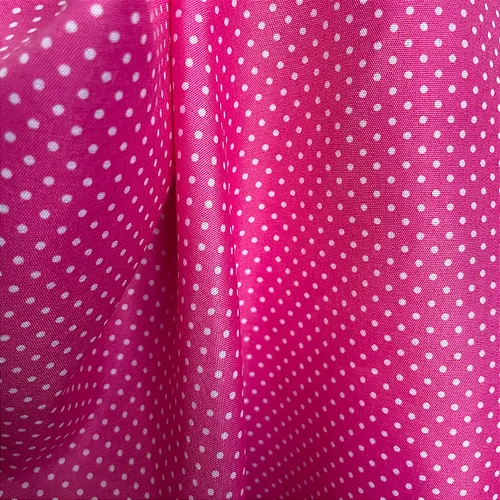 Tricoline Estampado Poliéster - Poá Branco Fundo Rosa Pink - 1,50m de Largura