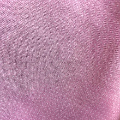 Tricoline Estampado Poliéster - Poá Branco Fundo Rosa - 1,50m de Largura