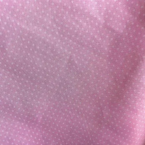 Tricoline Estampado Poliéster - Poá Branco Fundo Rosa - 1,50m de Largura