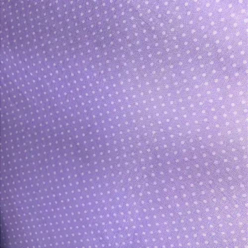 Tricoline Estampado Poliéster - Poá Branco Fundo Lilás - 1,50m de Largura