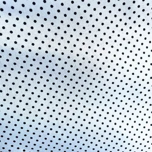 Tricoline Estampado Poliéster - Poá Preto Fundo Branco - 1,50m de Largura