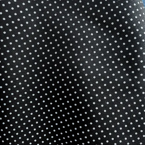 Tricoline Estampado Poliéster - Poá Branco Fundo Preto - 1,50m de Largura