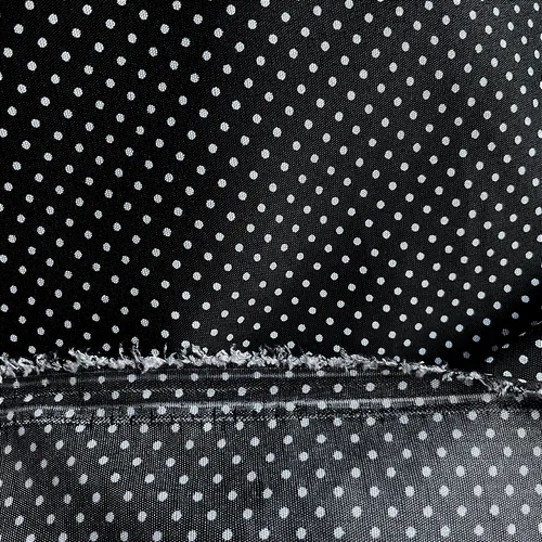 Tricoline Estampado Poliéster - Poá Branco Fundo Preto - 1,50m de Largura
