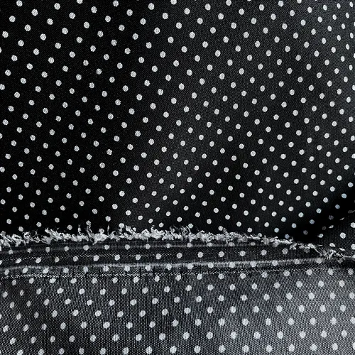 Tricoline Estampado Poliéster - Poá Branco Fundo Preto - 1,50m de Largura