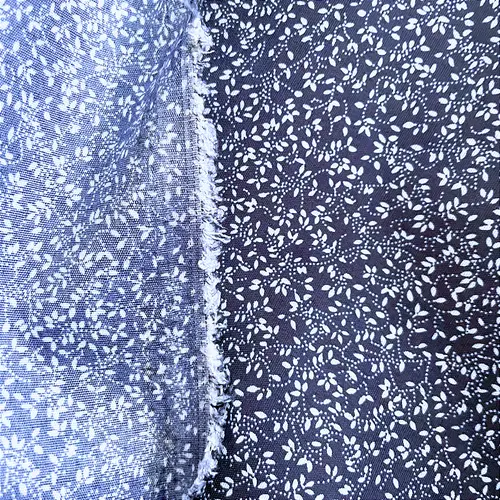 Tricoline Estampado Poliéster - Ramagem Azul Marinho - 1,50m de Largura