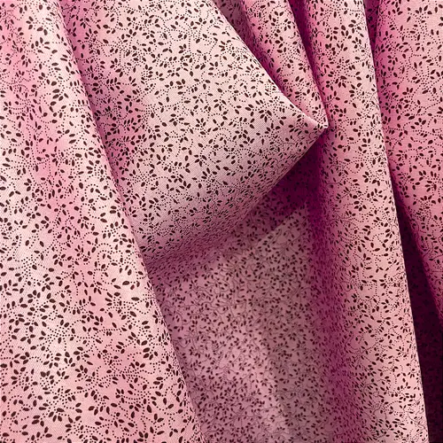 Tricoline Estampado Poliéster - Ramagem Rosa - 1,50m de Largura