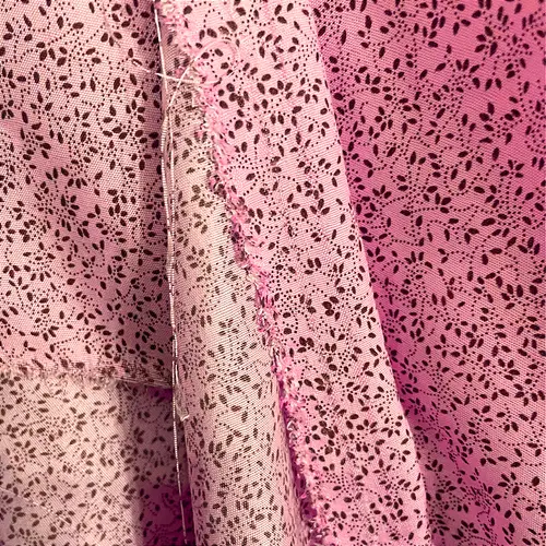 Tricoline Estampado Poliéster - Ramagem Rosa - 1,50m de Largura