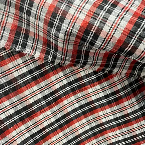 Tecido Camisaria Xadrez - Preto e Laranja - 1,47m de Largura