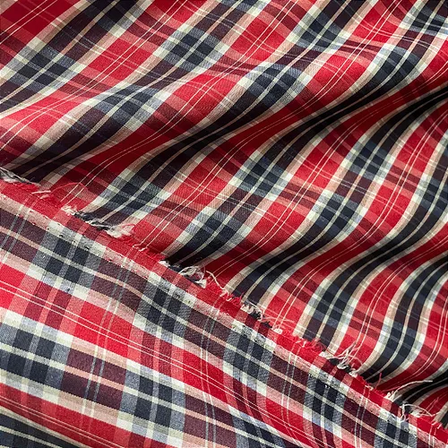 Tecido Camisaria Xadrez - Azul e Vermelho - 1,47m de Largura