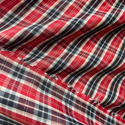 Tecido Camisaria Xadrez - Azul e Vermelho - 1,47m de Largura