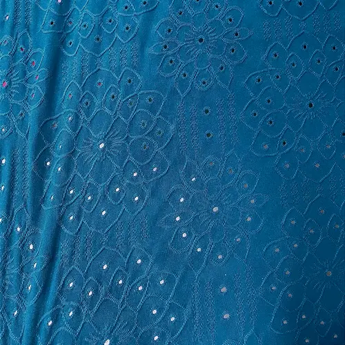 Malha Laise Vitral Floral - Azul Petróleo - 1,60m de Largura