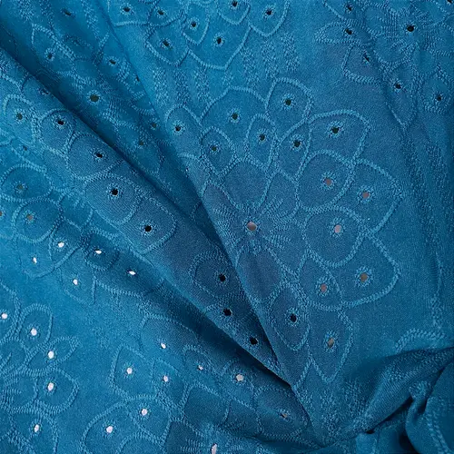 Malha Laise Vitral Floral - Azul Petróleo - 1,60m de Largura