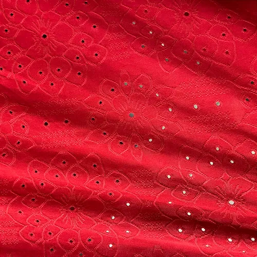 Malha Laise Vitral Floral - Vermelho - 1,60m de Largura