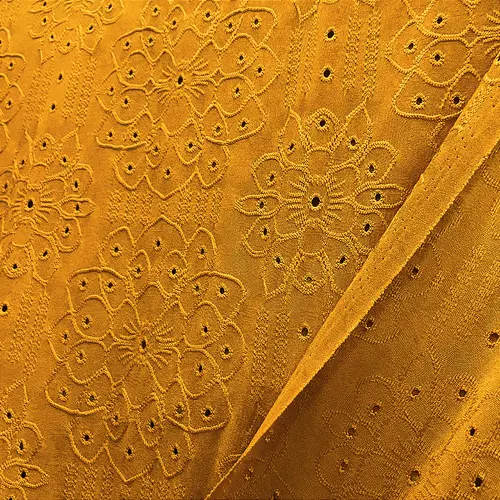 Malha Laise Vitral Floral - Mostarda - 1,60m de Largura