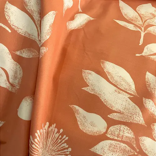 Percal 300 Fios Estampado Poliéster - Floral Laranjado - 2,50m de Largura
