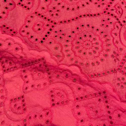 Laise Bordado 100% Algodão - Geométrico Floral Pink - 1,40m de Largura