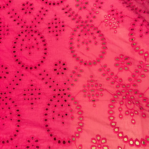 Laise Bordado 100% Algodão - Bolha Floral Pink - 1,40m de Largura
