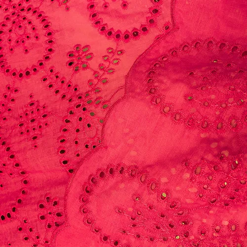 Laise Bordado 100% Algodão - Bolha Floral Pink - 1,40m de Largura