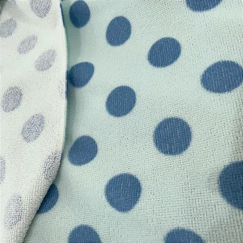 Atoalhado Estampado Felpudo - Poá 2cm Azul Fundo Azul - 1,47m de Largura