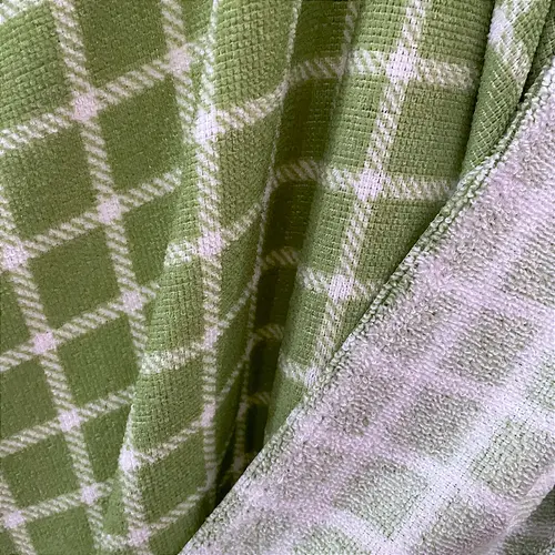 Atoalhado Estampado Felpudo - Xadrez Verde - 1,47m de Largura