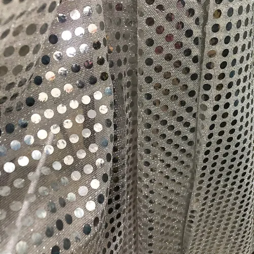 Tecido Paetê Fantasia - Branco - 1,10m de Largura