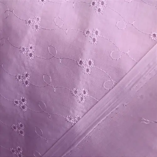 Laise Bordado 100% Poliéster - Lilás - 1,45m de Largura