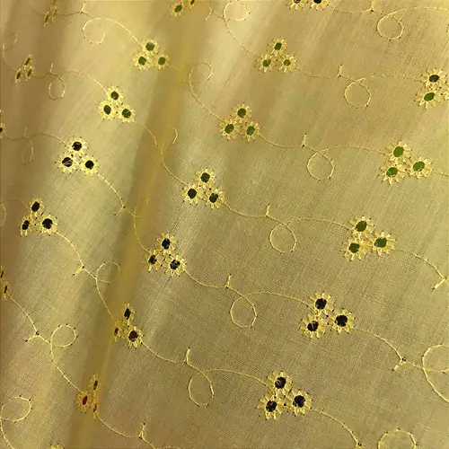 Laise Bordado 100% Poliéster - Amarelo - 1,45m de Largura