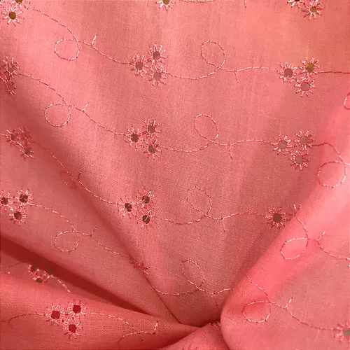 Laise Bordado 100% Poliéster - Rosa - 1,45m de Largura