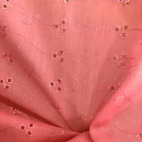 Laise Bordado 100% Poliéster - Rosa - 1,45m de Largura