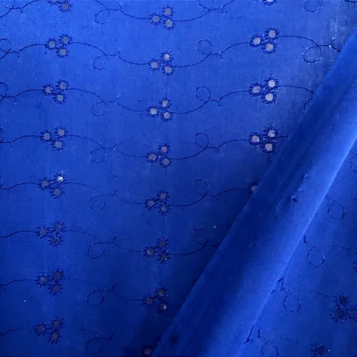 Laise Bordado 100% Poliéster - Azul Royal - 1,45m de Largura