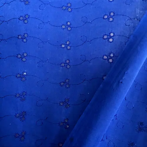 Laise Bordado 100% Poliéster - Azul Royal - 1,45m de Largura