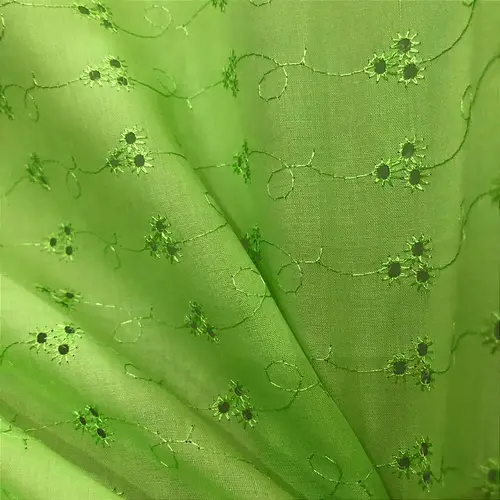 Laise Bordado 100% Poliéster - Verde Claro - 1,45m de Largura