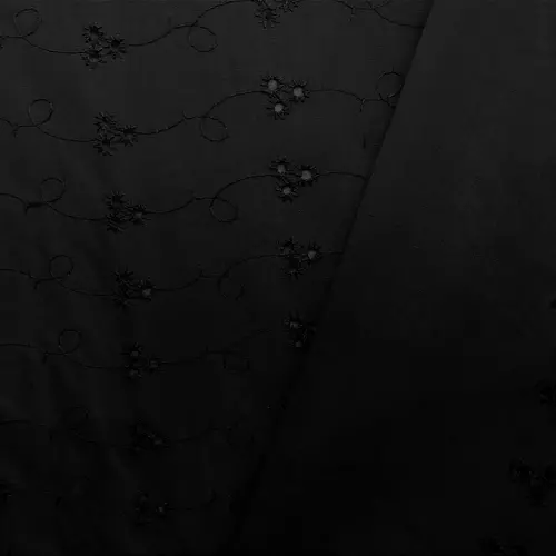 Laise Bordado 100% Poliéster - Preto - 1,45m de Largura