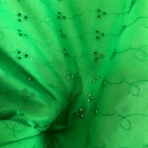 Laise Bordado 100% Poliéster - Verde Bandeira - 1,45m de Largura