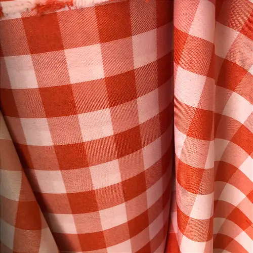Tecido Oxford Xadrez 2cm - Laranja - 1,50m de Largura