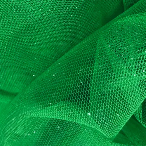 Tule Glitter - Verde Bandeira - 1,47m de Largura