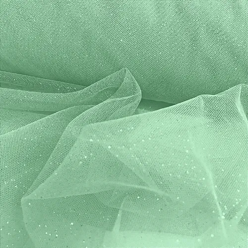 Tule Glitter - Verde Menta - 1,47m de Largura