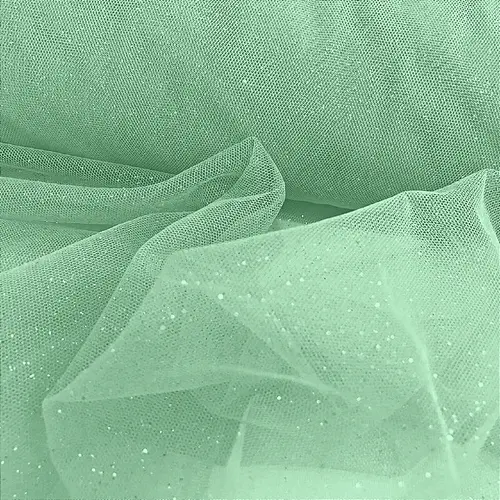 Tule Glitter - Verde Menta - 1,47m de Largura