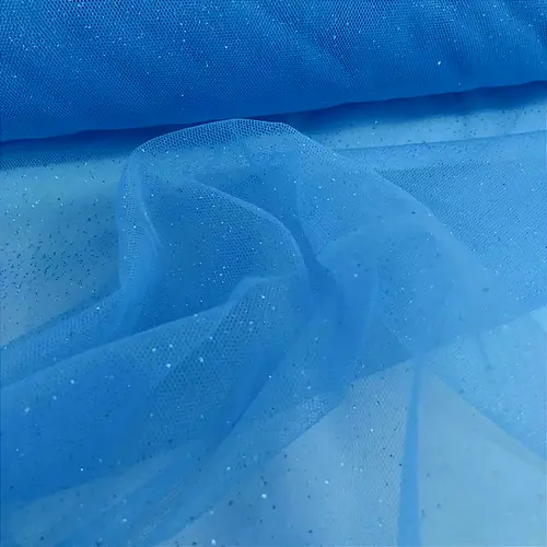 Tule Glitter - Azul Turquesa - 1,47m de Largura