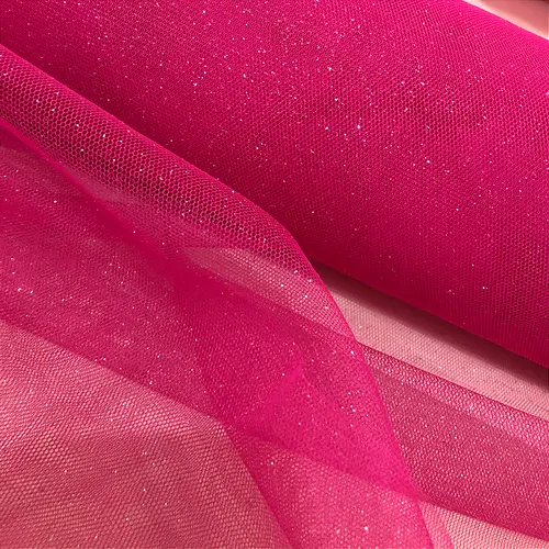 Tule Glitter - Rosa Pink - 1,47m de Largura