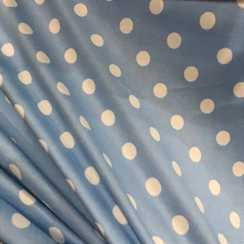 Malha Suede Poá Bolinha 1cm - Azul Bebê - 1,60m de Largura