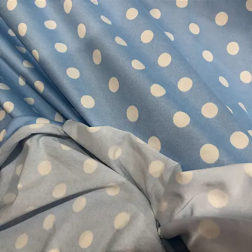 Malha Suede Poá Bolinha 1cm - Azul Bebê - 1,60m de Largura
