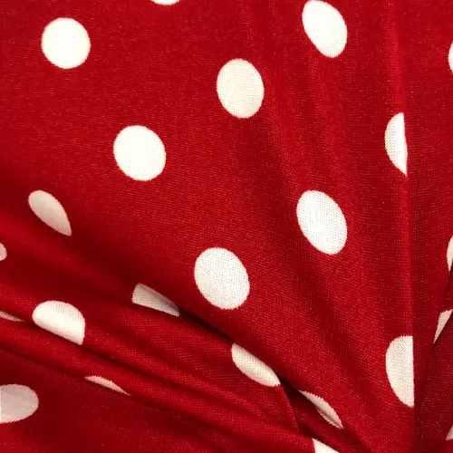 Malha Suede Poá Bolinha 1cm - Vermelho - 1,60m de Largura