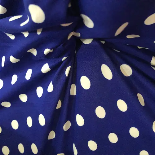 Malha Suede Poá Bolinha 1cm - Azul Royal - 1,60m de Largura