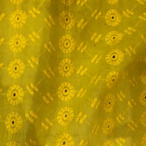 Laise Bordado 100% Algodão - Geométrica Amarelo - 1,40m de Largura