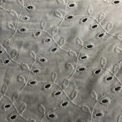 Laise Bordado 100% Algodão - Ramagem Cinza - 1,40m de Largura