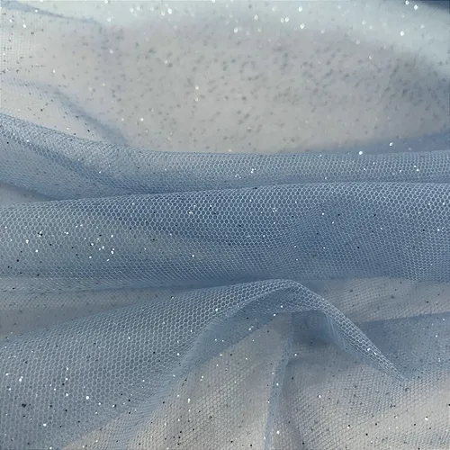 Tule Glitter - Azul Claro - 1,47m de Largura