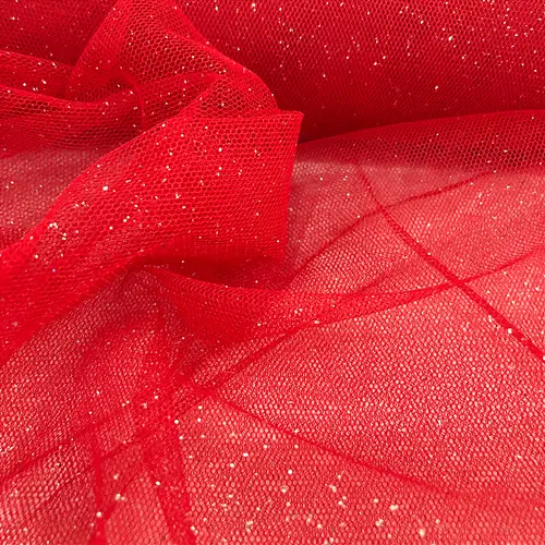 Tule Glitter - Vermelho - 1,47m de Largura
