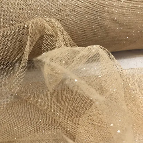Tule Glitter - Bege - 1,47m de Largura