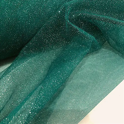 Tule Glitter - Verde Escuro - 1,47m de Largura